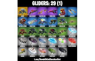 UNIQUE - Powder , Mako Glider [24 Skins, 250 Vbucks, 20 Axes, 38 Emotes, 29 Gliders and MORE!]