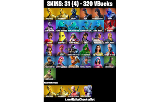 UNIQUE - Gold Midas, Gold Brutus  [31 Skins, 320 Vbucks, 38 Axes, 29 Emotes, 27 Gliders and MORE!]
