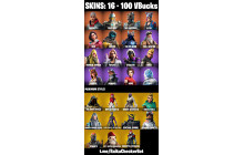 UNIQUE - Vendetta,  Sentinel  [16 Skins, 100 Vbucks, 15 Axes, 30 Emotes, 18 Gliders and MORE!]