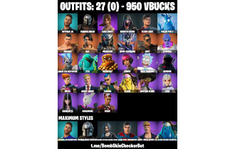 UNIQUE - Lara Croft, Neymar Jr [27 Skins, 950 Vbucks, 34 Axes, 24 Emotes, 31 Gliders and MORE!]