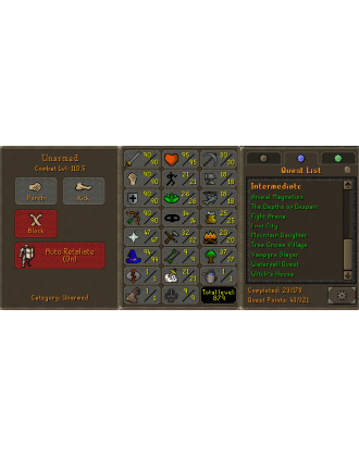 Main | TTL: 879 | CL: 110 | QP: 43 [90 ATT | 90 STR | 90 DEF | 90 RAN | 94 Mage + MORE!]