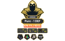 Pure - 1 DEF | TTL: 676 | CL: 63 [NO EMAIL SET, Mithril Gloves, God Book + MORE!]
