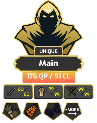 Main | Pure - Zerker | TTL: 1219 | CL: 91 | QP: 176 [99 MAGE, 99 RAN, 99 STR, Dizana's Quiver, B Gloves, Infernal, Void + MORE!]