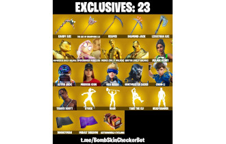 UNIQUE -  Travis Scott ,  Chun Li  [387 Skins, 283 Axes, 253 Emotes, 212 Gliders and MORE!]