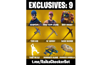 UNIQUE - OG STW, Rust Bucket  [2 Skins, 1400 Vbucks, 9 Axes, 13 Emotes, 16 Gliders and MORE!]