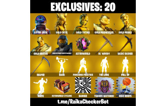 UNIQUE - Astro Jack, Gold Midas [201 Skins, 174 Axes, 123 Emotes, 117 Gliders and MORE!]