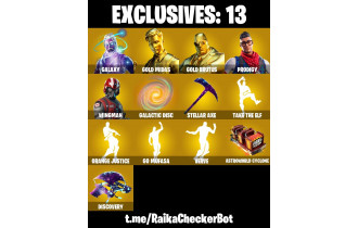UNIQUE - Galaxy, Spider Man  [123 Skins, 300 Vbucks, 112 Axes, 102 Emotes, 125 Gliders and MORE!]