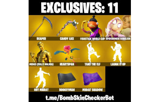 UNIQUE - Spider Man, Gold Midas [234 Skins, 185 Axes, 151 Emotes,146 Gliders and MORE!]