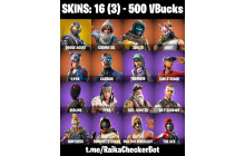 UNIQUE - Rogue Agent , Chomp Sr [16 Skins, 500 Vbucks, 7 Axes, 13 Emotes, 14 Gliders and MORE!]