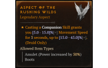 Aspect of the Rushing Wilds [Max Roll]