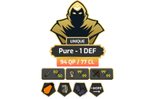 Pure - 1 DEF | TTL: 1059 | CL: 77 | QP: 94 [Fire Cape, Ava's, Max POH, MM1, Mithril Gloves, MA1 & MA2, DT1 + MORE!]