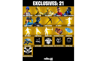 UNIQUE - Gold Midas, Blue Team Leader  [117 Skins, 500 Vbucks, 122 Axes, 108 Emotes, 107 Gliders and MORE!]