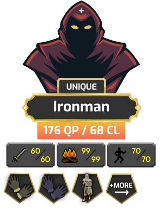 Ironman - HCIM | Berserker | Main | TTL: 1071 | CL: 68 | QP: 176 [B Gloves, MM1, Mithril Gloves, DT1, Graceful, Pets + MORE!]