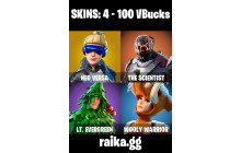 UNIQUE - Neo Versa , The Scientist  [4 Skins, 100 Vbucks, 6 Axes, 15 Emotes,  Level, Gliders and MORE!]