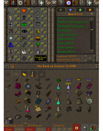 Main | Staker | TTL: 1393 | CL: 122 | QP: 215 [Max Melee, Ava's, MM1, DS2, Mithril Gloves, Lunars, DT1, Piety, 99 STR + MORE!]
