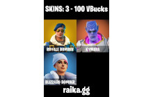 UNIQUE - Royale Bomber , Kymera [3 Skins, 100 Vbucks, 6 Axes, 4 Emotes, 4 Gliders and MORE!]