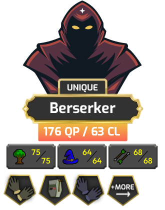 Berserker | Ironman - HCIM | TTL: 1037 | CL: 63 | QP: 176 [B Gloves, Ava's, MM1, Mithril Gloves, DT1 + MORE!]