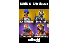UNIQUE - Blue Team Leader , Take The L  [4 Skins, 450 Vbucks, 2 Axes, 10 Emotes, 6 Gliders and MORE!]