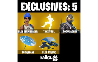 UNIQUE - Blue Team Leader , Take The L  [4 Skins, 450 Vbucks, 2 Axes, 10 Emotes, 6 Gliders and MORE!]