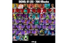 UNIQUE - Captain Jones , Katalina [51 Skins, 700 Vbucks, 91 Axes, 50 Emotes, 60 Gliders and MORE!]