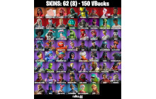 UNIQUE - Gwenpool , Joltara  [62 Skins, 150 Vbucks, 90 Axes, 62 Emotes, 55 Gliders and MORE!]
