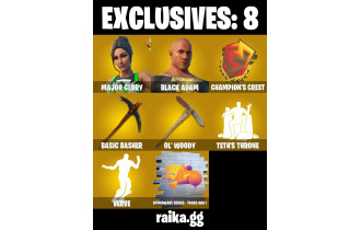 UNIQUE - Menace , Kymera [79 Skins, 300 Vbucks, 83 Axes, 61 Emotes, 72 Gliders and MORE!]