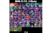 UNIQUE - Loserfruit , Nanner Ringer  [51 Skins, 53 Axes, 37 Emotes, 34 Gliders and MORE!]