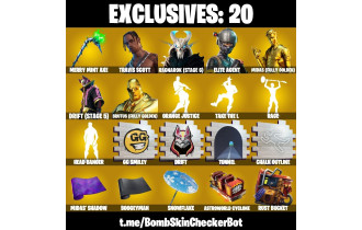 UNIQUE - Travis Scott , Merry Minty Pickaxe  [84 Skins, 850 Vbucks, 70 Axes, 83 Emotes, 76 Gliders and MORE!]