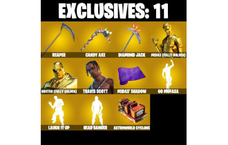 UNIQUE - Travis Scott, Diamond Jack [156 Skins, 20 Vbucks, 138 Axes, 113 Emotes, 95 Gliders and MORE!]