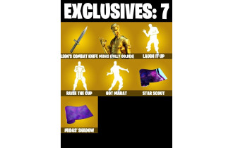 UNIQUE - Leons Combat Knife , Midas (Fully Golden) [98 Skins, 420 Vbucks, 133 Axes, 104 Emotes, 109 Gliders and MORE!]