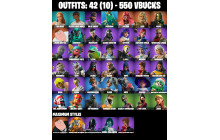 UNIQUE -  Aura, Solid Snake [42 Skins, 550 Vbucks, 64 Axes, 28 Emotes, 40 Gliders and MORE!]
