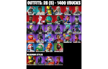 UNIQUE - Slayer Juice Wrld, Holiday Boxy  [28 Skins, 1400 Vbucks, 50 Axes, 32 Emotes, 40 Gliders and MORE!]