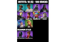 UNIQUE -  Aura, Slayer Juice Wrld [10 Skins, 100 Vbucks, 19 Axes, 20 Emotes, 14 Gliders and MORE!]
