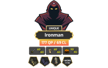 Ironman - HCIM | Berserker | TTL: 1088 | CL: 69 | QP: 177 [B Gloves, MM1, Mithril Gloves, DT1, Graceful + MORE!]
