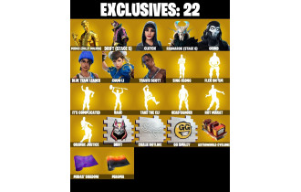 UNIQUE - Travis Scott, Chun Li [112 Skins, 500 Vbucks, 85 Axes, 114 Emotes, 95 Gliders and MORE!]