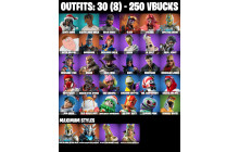 UNIQUE - Skull Scout , Renegade Lynx  [30 Skins, 250 Vbucks, 44 Axes, 29 Emotes, 44 Gliders and MORE!]