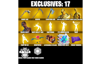 UNIQUE -  Travis Scott , Leviathan Axe [159 Skins, 450 Vbucks, 119 Axes, 132 Emotes, 98 Gliders and MORE!]
