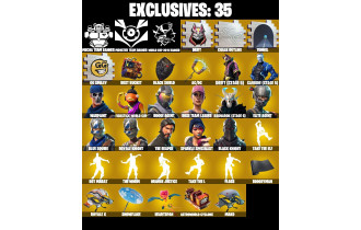 UNIQUE - Black Knight , AC/DC [72 Skins, 300 Vbucks, 61 Axes, 62 Emotes, 68 Gliders and MORE!]