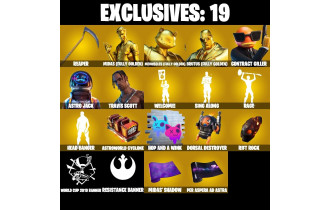 UNIQUE - Travis Scott, Astro Jack [198 Skins, 350 Vbucks, 212 Axes, 170 Emotes, 187 Gliders and MORE!]