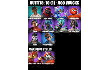 UNIQUE - Wavebreaker , Slayer Juice Wrld [10 Skins, 500 Vbucks, 18 Axes, 11 Emotes,  and MORE!]