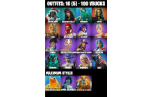 UNIQUE - Santa Dogg, Red Roots Billie [16 Skins, 100 Vbucks, 33 Axes, 15 Emotes,  23 Gliders and MORE!]