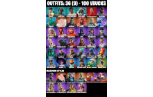 UNIQUE - Renegade  Raider , Bugha [36 Skins, 100 Vbucks, 33 Axes, 38 Emotes, 35 Gliders and MORE!]