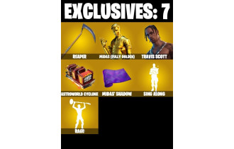 UNIQUE - Travis Scott , Midas (Fully Golden) [54 Skins, 250 Vbucks, 56 Axes, 57 Emotes, 43 Gliders and MORE!]