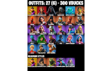 UNIQUE - Black Widow , Fishstick (World Cup) [27 Skins, 300 Vbucks, 16 Axes, 25 Emotes, 25 Gliders and MORE!]