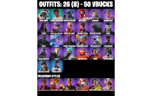 UNIQUE - Renegade Raider [26 Skins, 50 Vbucks, 27 Axes, 25 Emotes, 23 Gliders and MORE!]