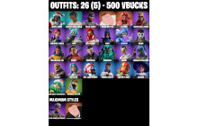 UNIQUE - Solid Snake,  Peter Griffin [26 Skins, 500 Vbucks, 32 Axes, 21 Emotes, 24 Gliders and MORE!]