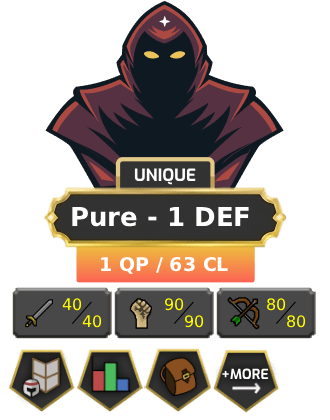 Pure - 1 DEF | Starter | TTL: 400 | CL: 63 | QP: 1 [40 ATT | 90 STR | 80 RAN | 89 Mage + MORE!]