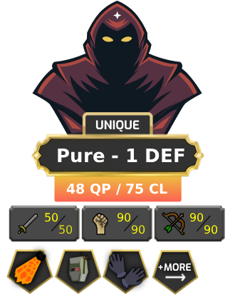 Pure - 1 DEF | TTL: 926 | CL: 75 | QP: 48 [Fire Cape, Ava's, Mithril Gloves, DT1, 99 MAGE + MORE!]