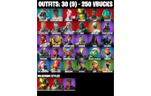 UNIQUE - Backlash , Crystal [30 Skins, 250 Vbucks, 38 Axes, 29 Emotes, 35 Gliders and MORE!]
