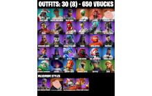 UNIQUE - Backlash , Crystal [30 Skins, 650 Vbucks, 26 Axes, 26 Emotes, 24 Gliders and MORE!]